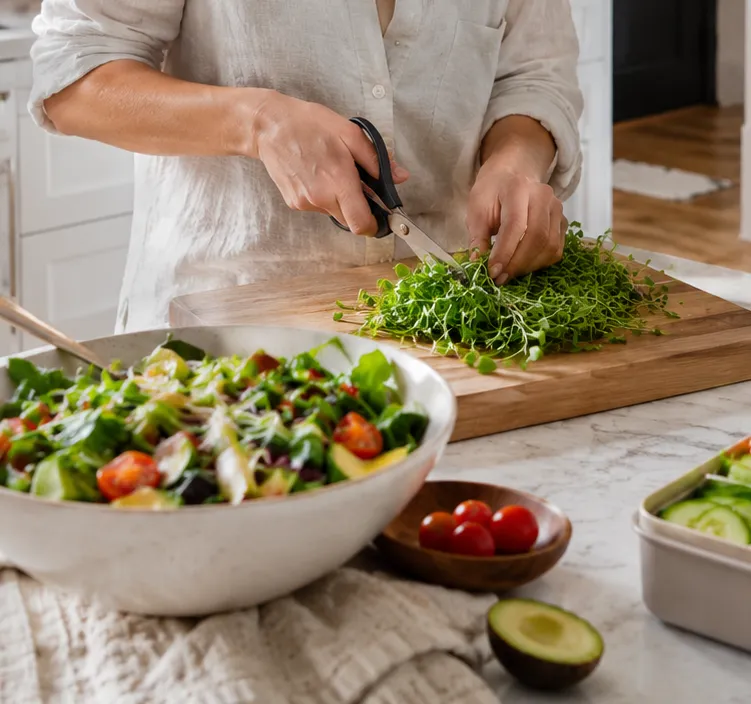 Fresh greens in a salad bowl