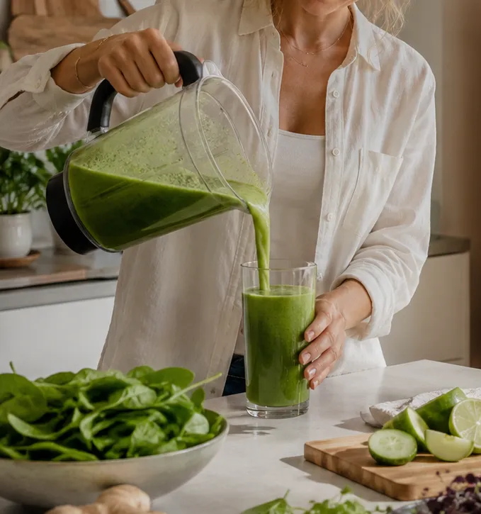 Morning smoothie with fresh greens